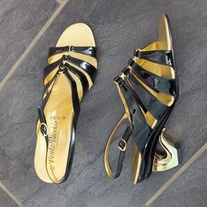 Ponte Vecchio Patented Leather And Gold Tone Heels size 8